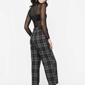 Disturbia Black and Gray Checkered Wide Leg Pants
